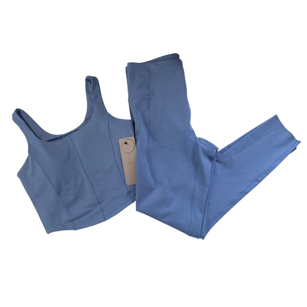 Harmony & Balance Blue Activewear Set Crop Top High Waist Leggings NWT‎ Small